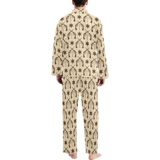 Western Cowboy Print Design LKS302 Men's Long Pajama Set