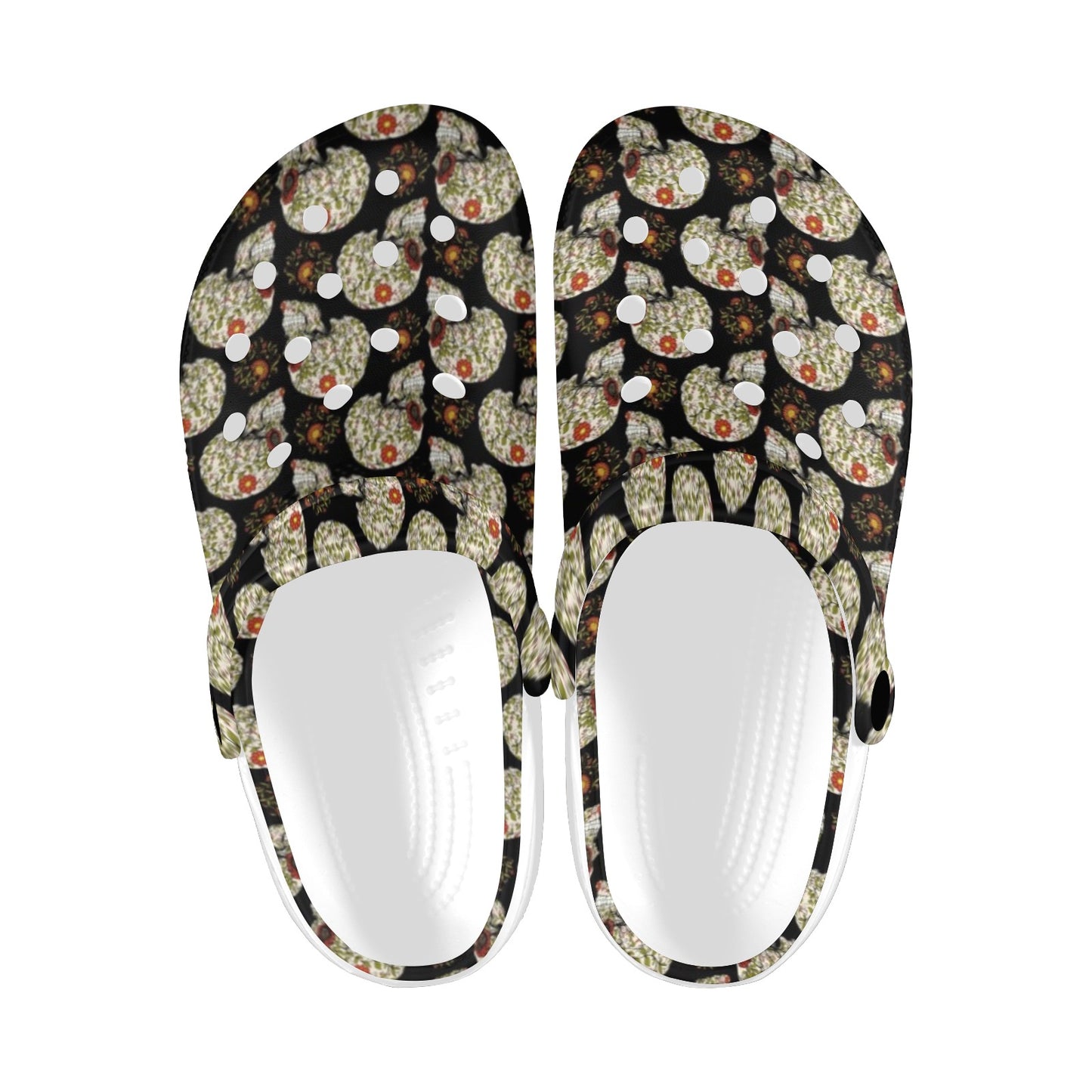 Sugar Skull Flower Design Themed Print Unisex Clogs Shoes