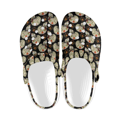 Sugar Skull Flower Design Themed Print Unisex Clogs Shoes