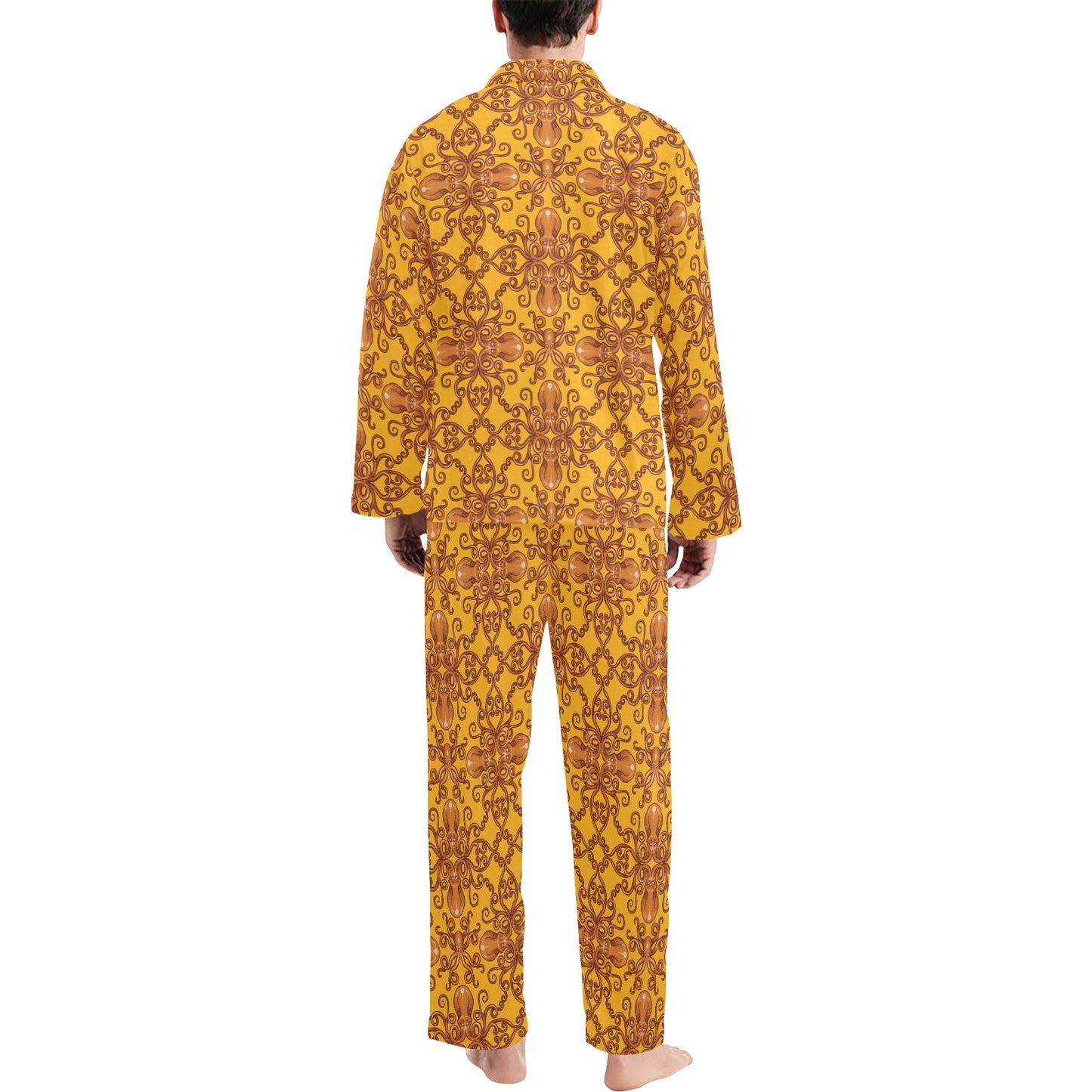 Octopus Background Design Print Men's Long Pajama Set