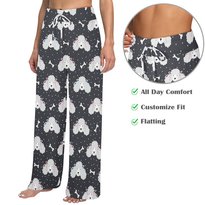 Poodle Pattern Print Design A03 Women's Wide Leg Lounge Pants
