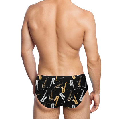 Saxophone Pattern Print Design 01 Men's Swimming Briefs