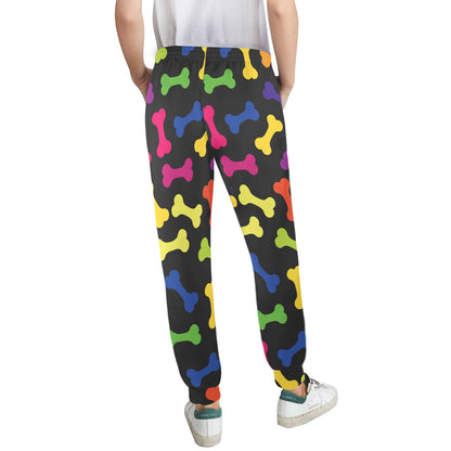 Dog Bone Neon Color Pattern Print Design 02 Women's Casual Track Pants