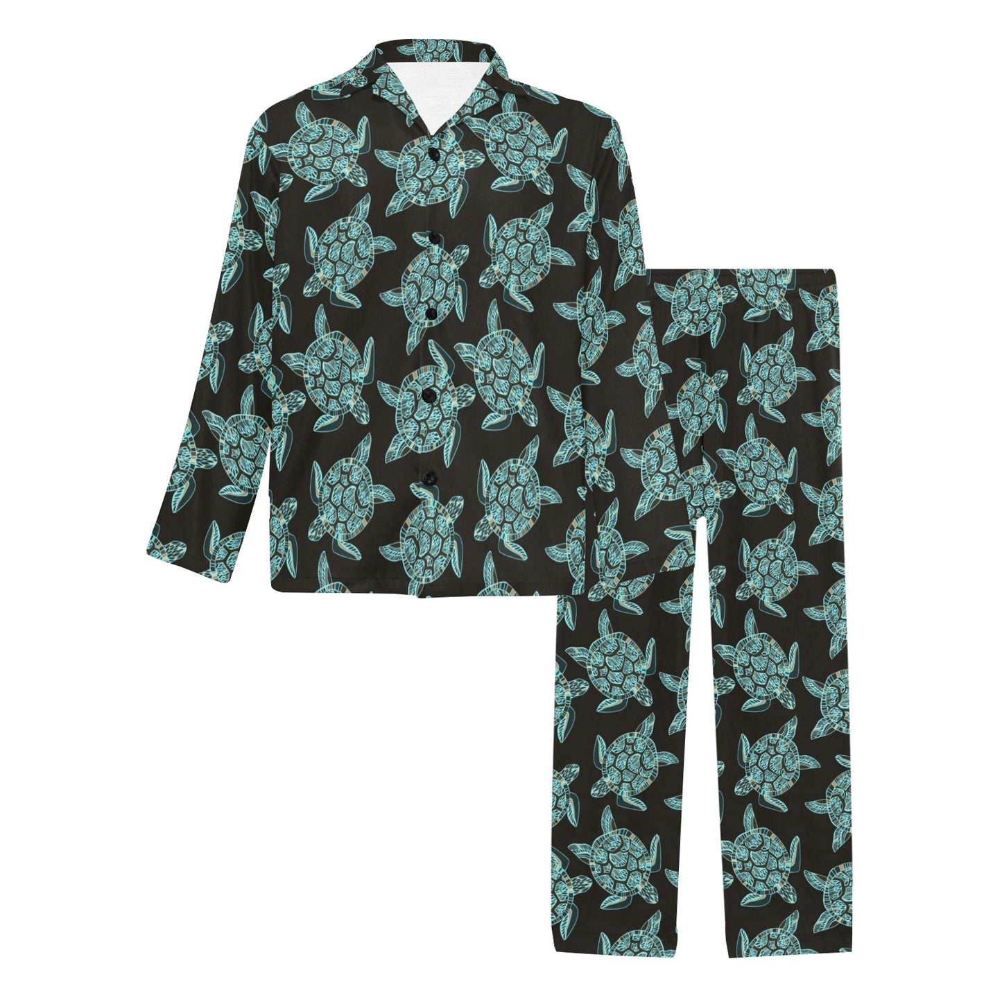 Sea Turtle Print Design LKS302 Men's Long Pajama Set
