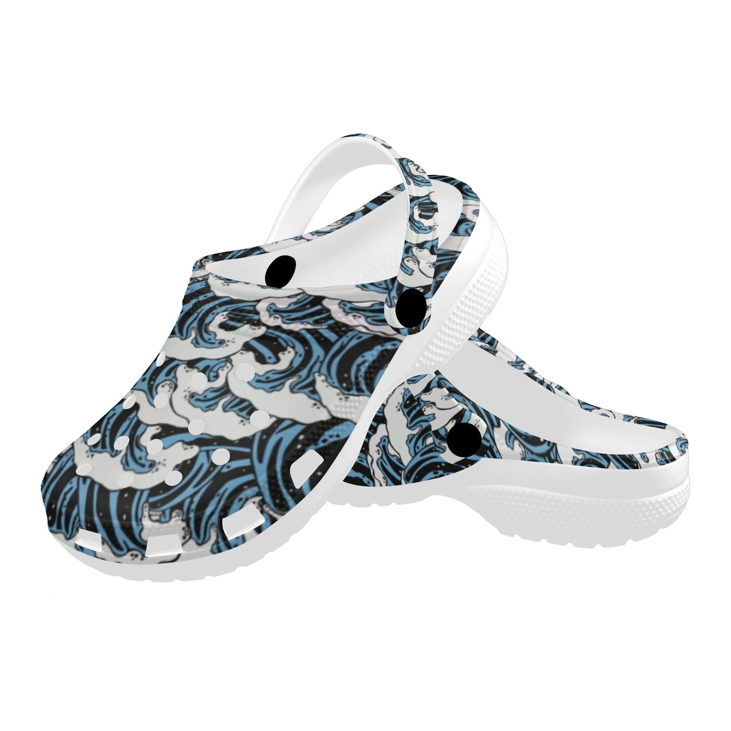 Surf Wave Pattern Print Unisex Clogs Shoes