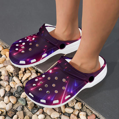Celestial Purple Blue Neon Speed Light Unisex Clogs Shoes