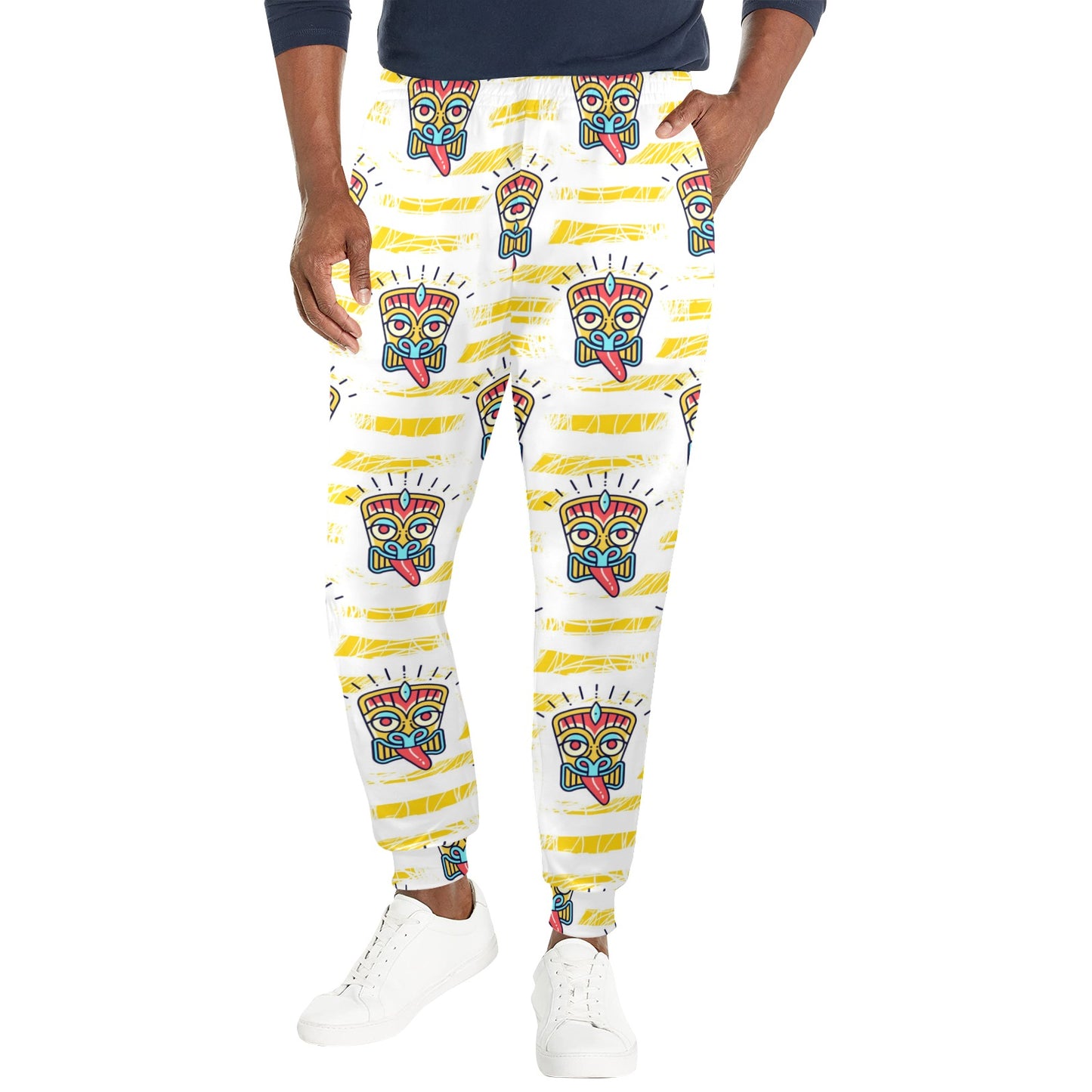 Tiki Smile Mask Print Pattern Men's Casual Track Pants