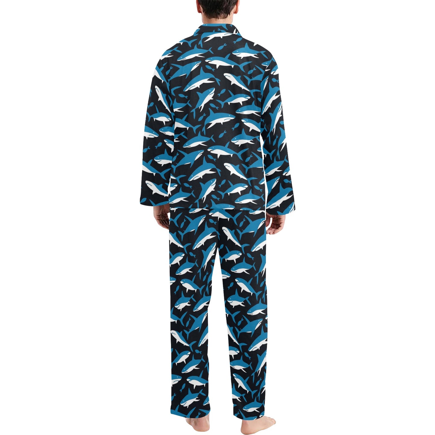 Shark Print Design LKS303 Men's Long Pajama Set