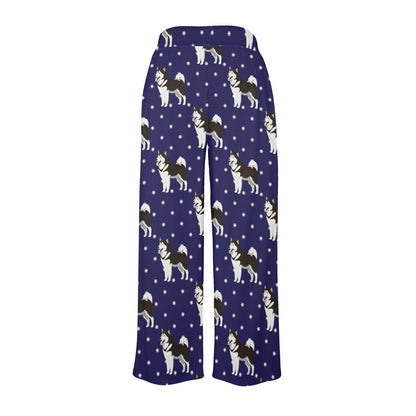 Alaskan Malamute Pattern Print Design 04 Women's Wide Leg Lounge Pants