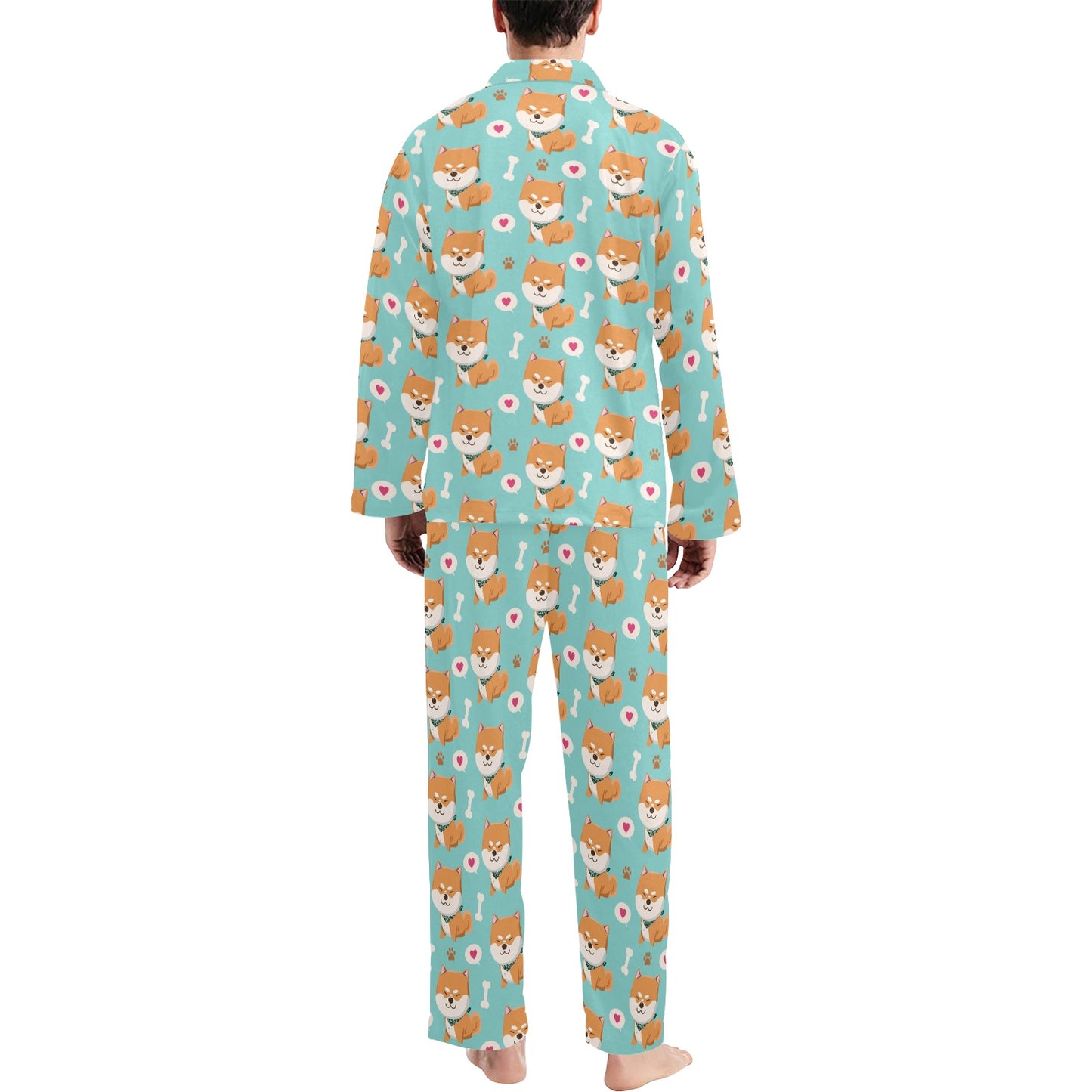 Shiba Inu Print Design LKS3013 Men's Long Pajama Set