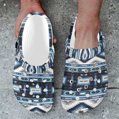 Navajo Dark Blue Print Pattern Unisex Clogs Shoes