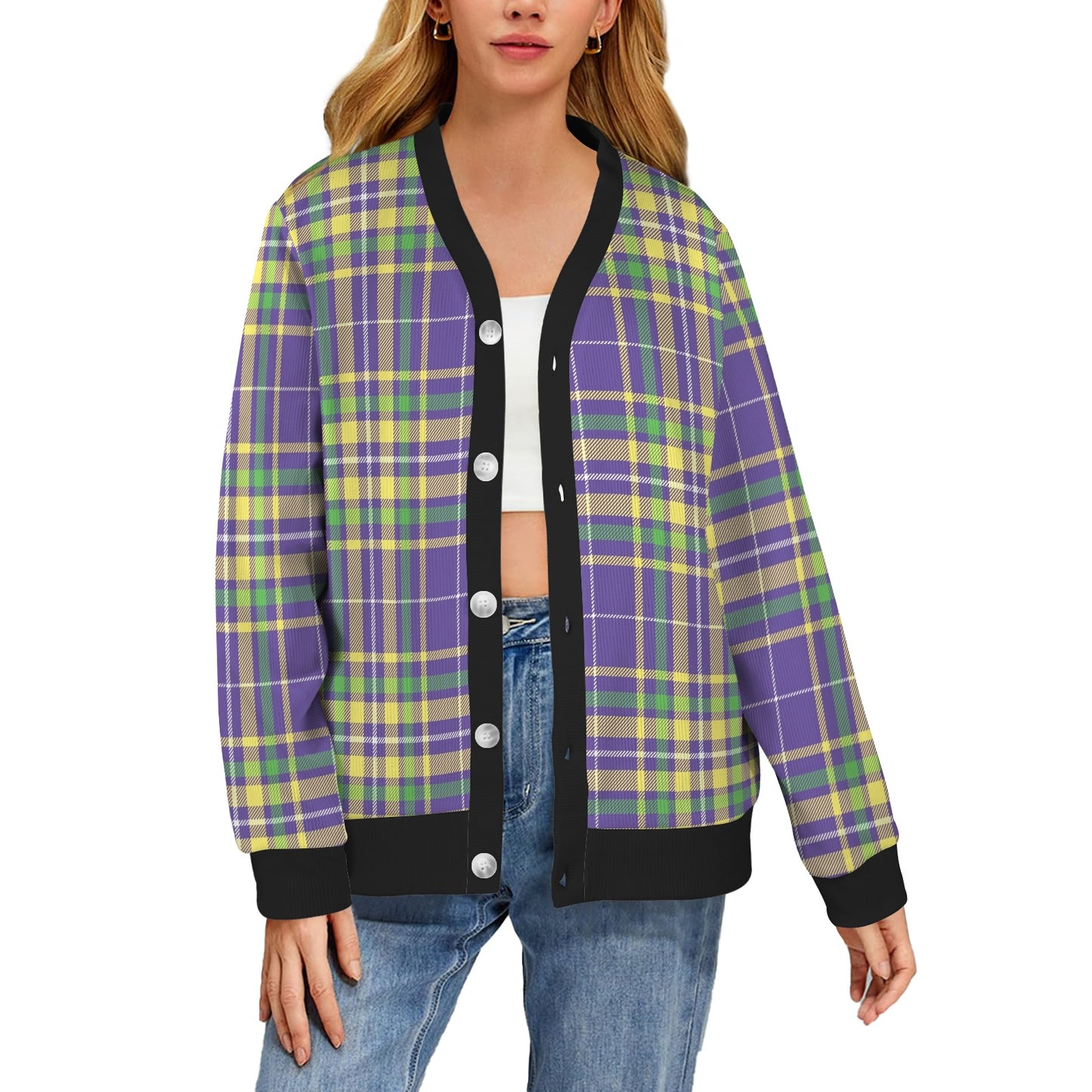 Mardi Gras Pattern Print Design 010 Women's Cardigan