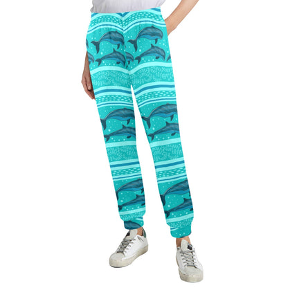Dolphin Pattern Shower Curtain Women's Casual Track Pants