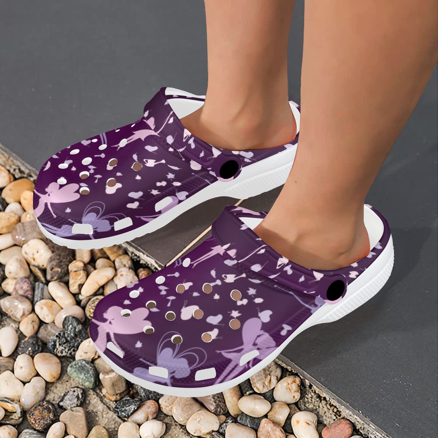 Fairy Pink Print Pattern Unisex Clogs Shoes