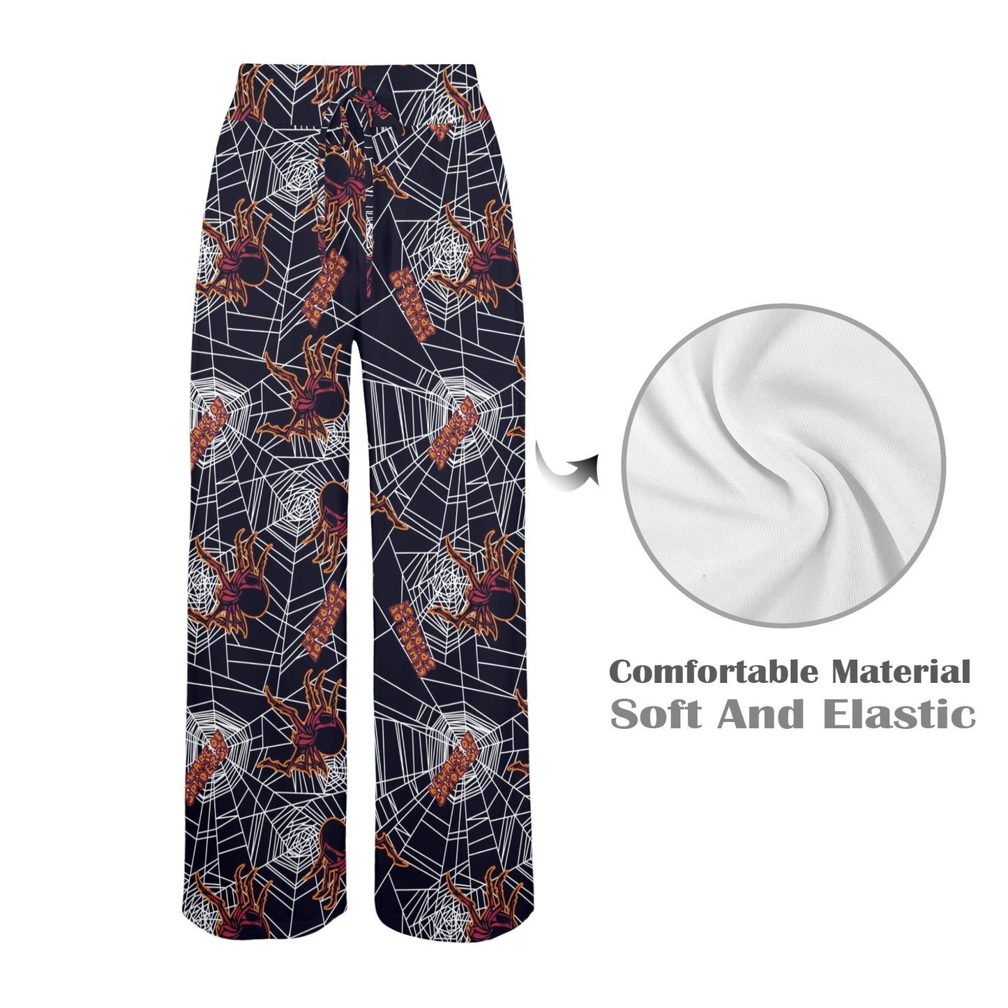 Tarantula Spiderwebs Pattern Print Design 01 Women's Wide Leg Lounge Pants