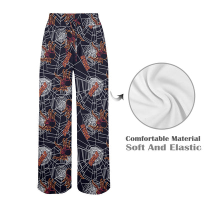 Tarantula Spiderwebs Pattern Print Design 01 Women's Wide Leg Lounge Pants