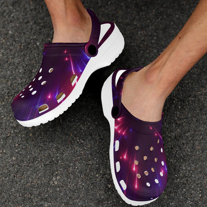 Celestial Purple Blue Neon Speed Light Unisex Clogs Shoes