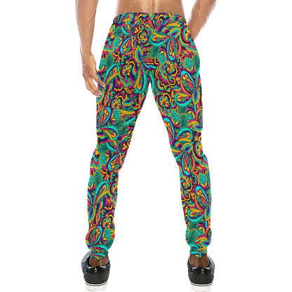 Psychedelic Trippy Floral Design Men's Sweatpants