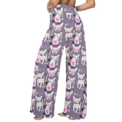 Chihuahua Happy Pattern Women's Wide Leg Lounge Pants