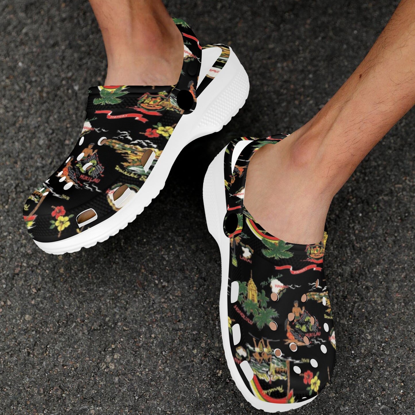 Hawaiian Island Themed Print Unisex Clogs Shoes