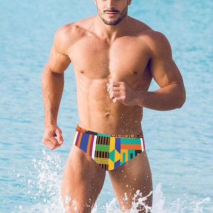 Kente Pattern Print Design 03 Men's Swimming Briefs