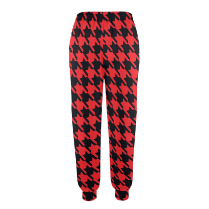 Houndstooth Red Pattern Print Design 03 Women's Casual Track Pants