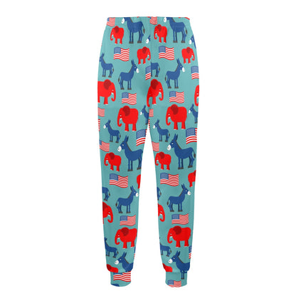 Donkey Red Elephant Pattern Print Design 03 Men's Casual Track Pants