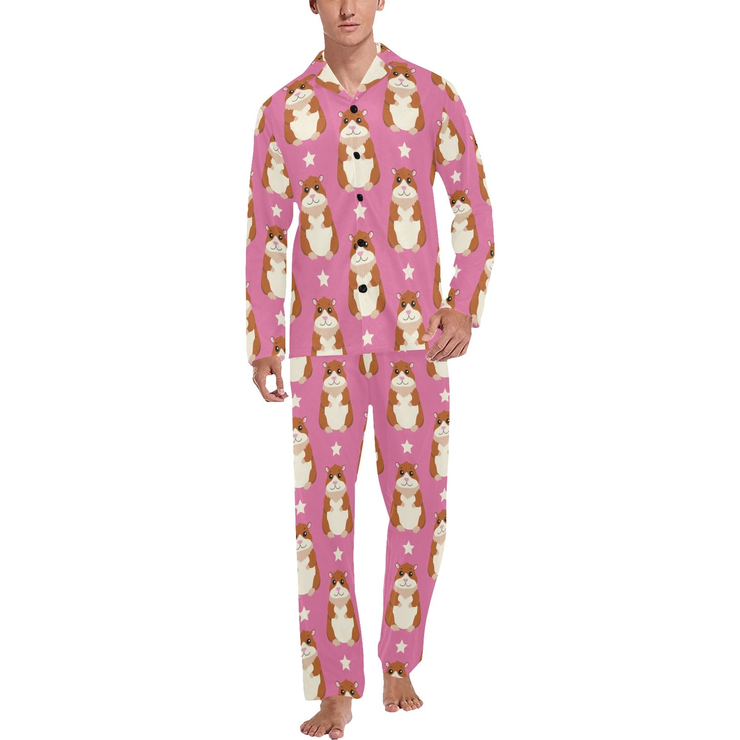 Hamster Cute Pattern Print Design 02 Men's Long Pajama Set
