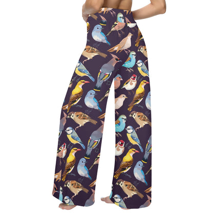 Bird Cute Print Pattern Women's Wide Leg Lounge Pants