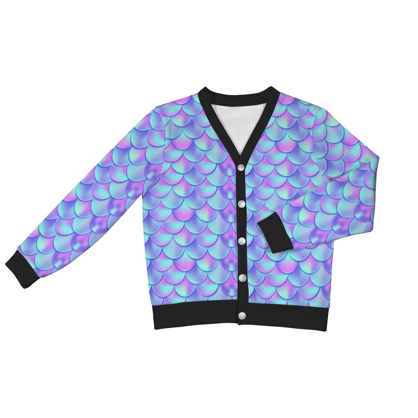 Mermaid Tail Design Print Pattern Women's Cardigan
