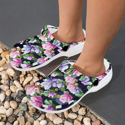 Lotus Flower Print Design Unisex Clogs Shoes