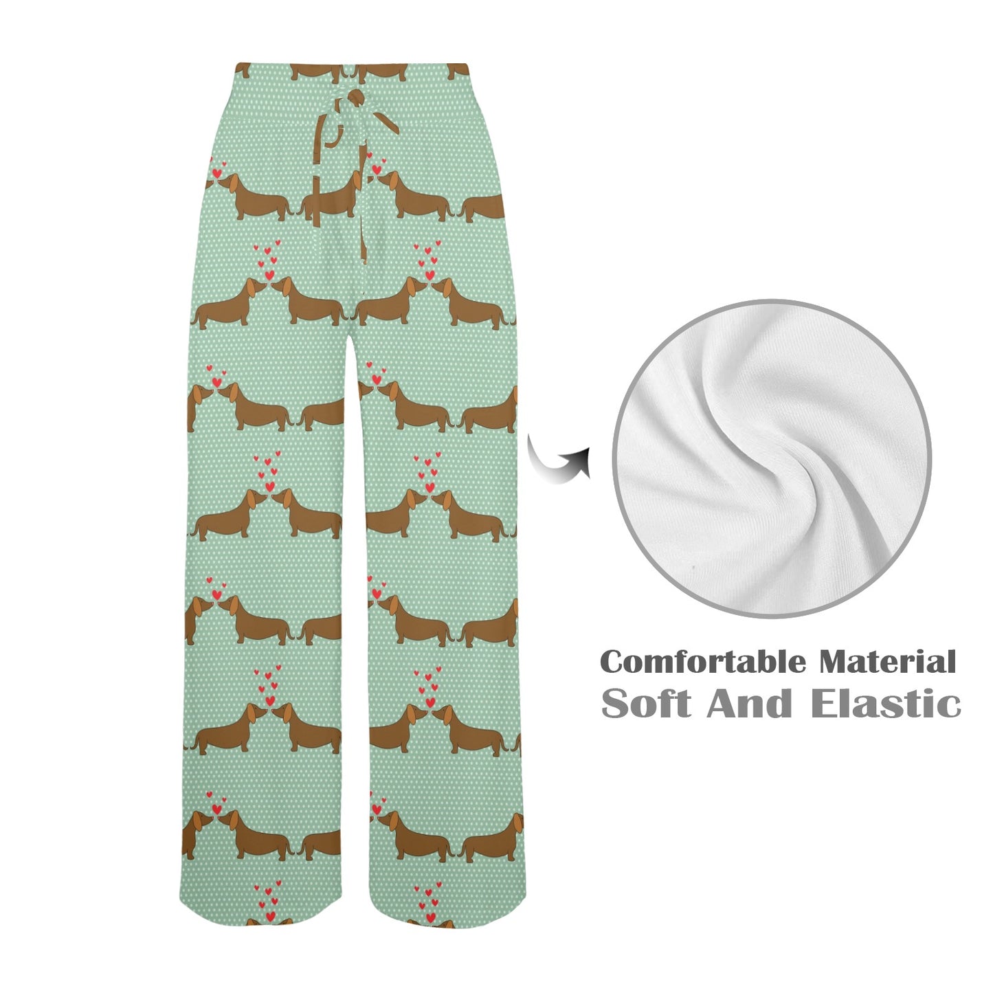 Dachshund Pattern Print Design 02 Women's Wide Leg Lounge Pants