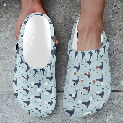 Whale Cute Design Themed Print Unisex Clogs Shoes