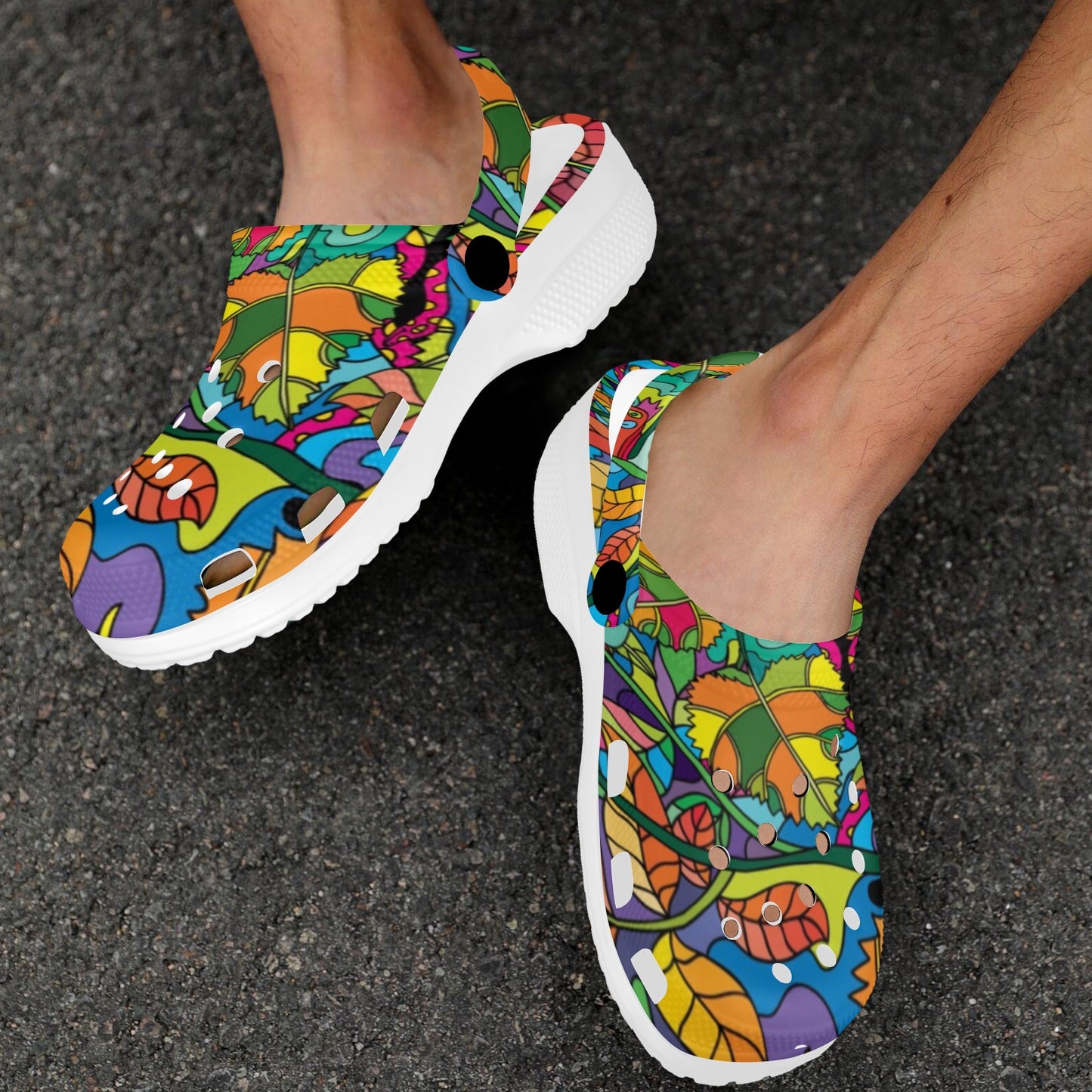 Psychedelic Trippy Flower Print Unisex Clogs Shoes