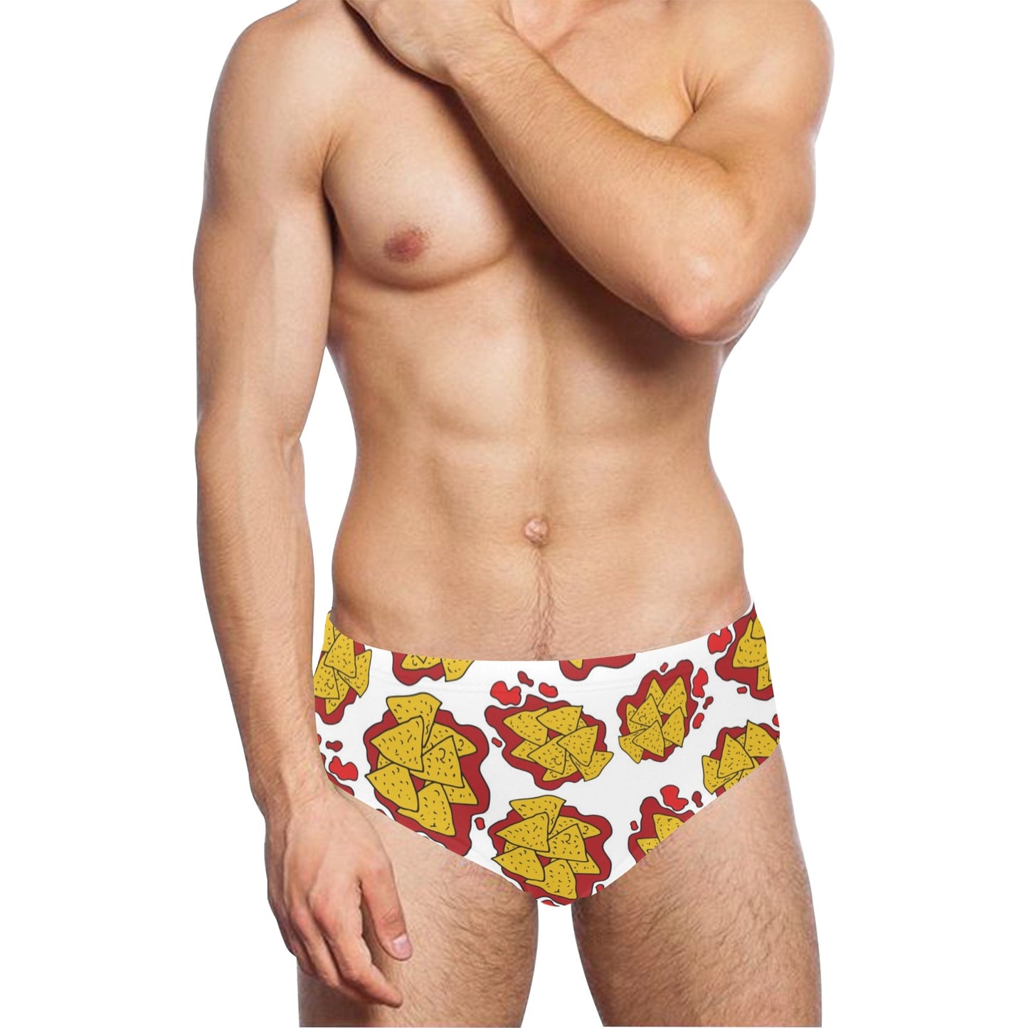 Nachos Pattern Print Design A03 Men's Swimming Briefs