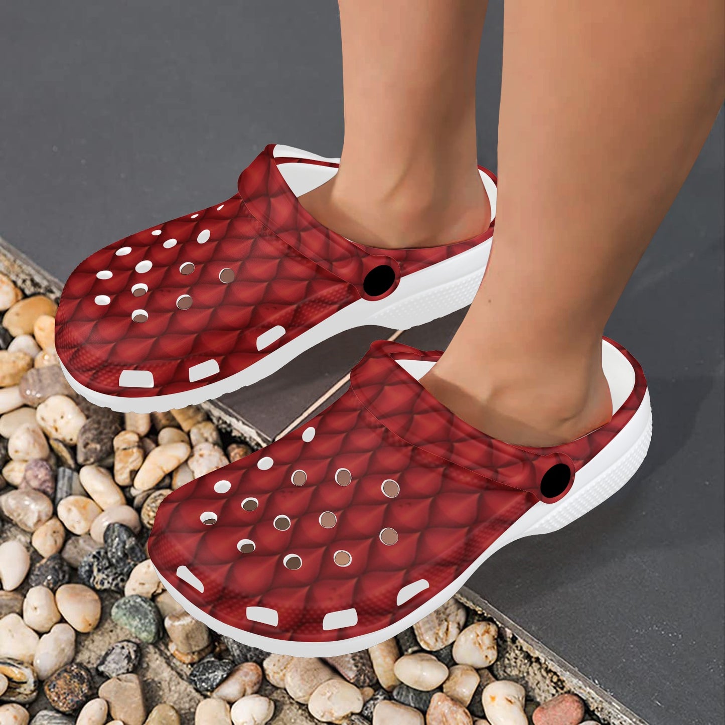 Dragons Red Skin Texture Unisex Clogs Shoes