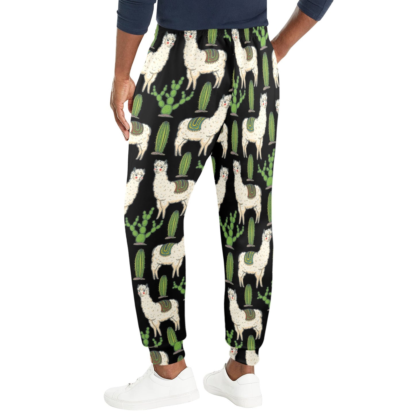 Llama Cactus Pattern Print Design 011 Men's Casual Track Pants