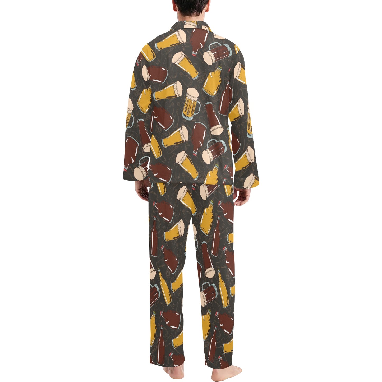 Beer Pattern Print Design 03 Men's Long Pajama Set