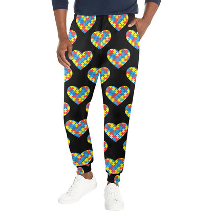 Autism Awareness Heart Design Print Men's Casual Track Pants