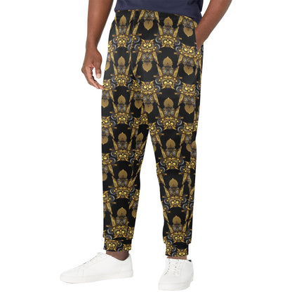 Steampunk Gold Owl Design Themed Print Men's Casual Track Pants