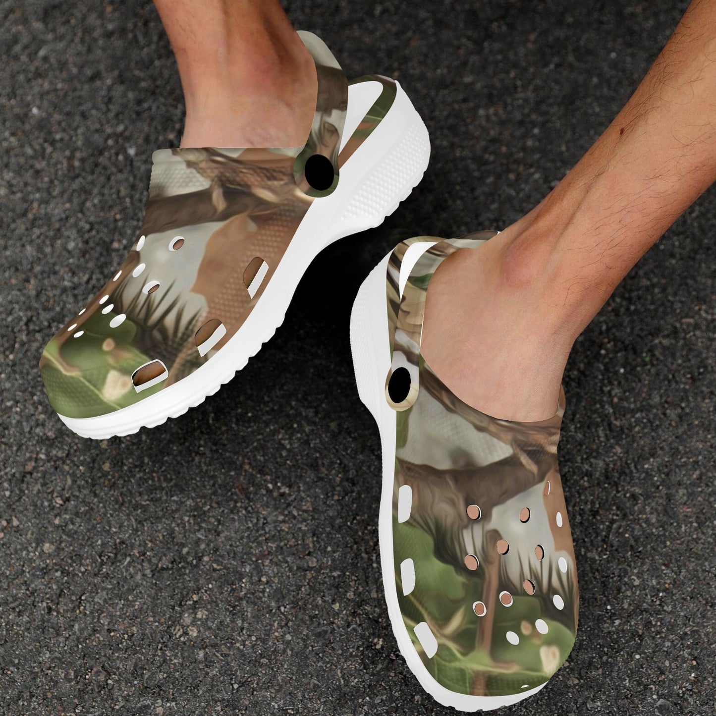 Camo Realistic Tree Forest Print Unisex Clogs Shoes