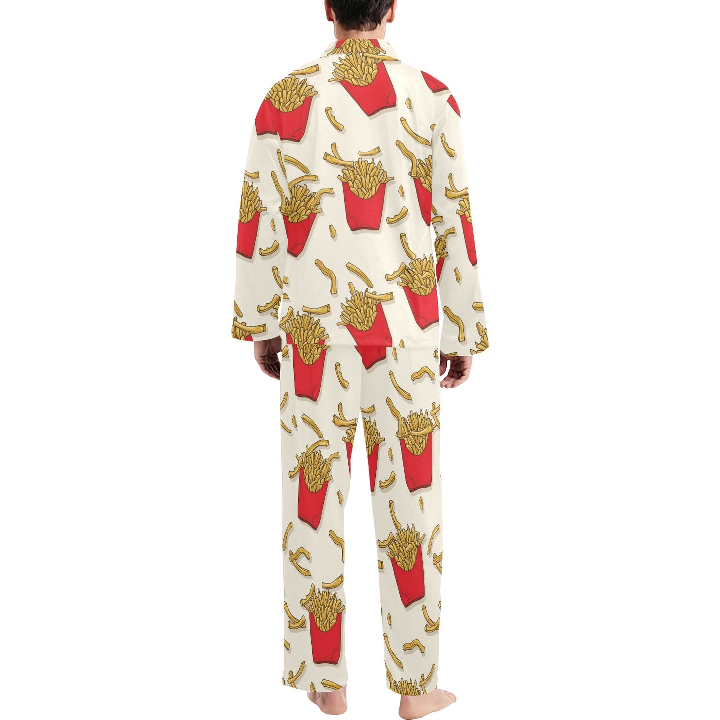 French Fried Pattern Print Design 01 Men's Long Pajama Set