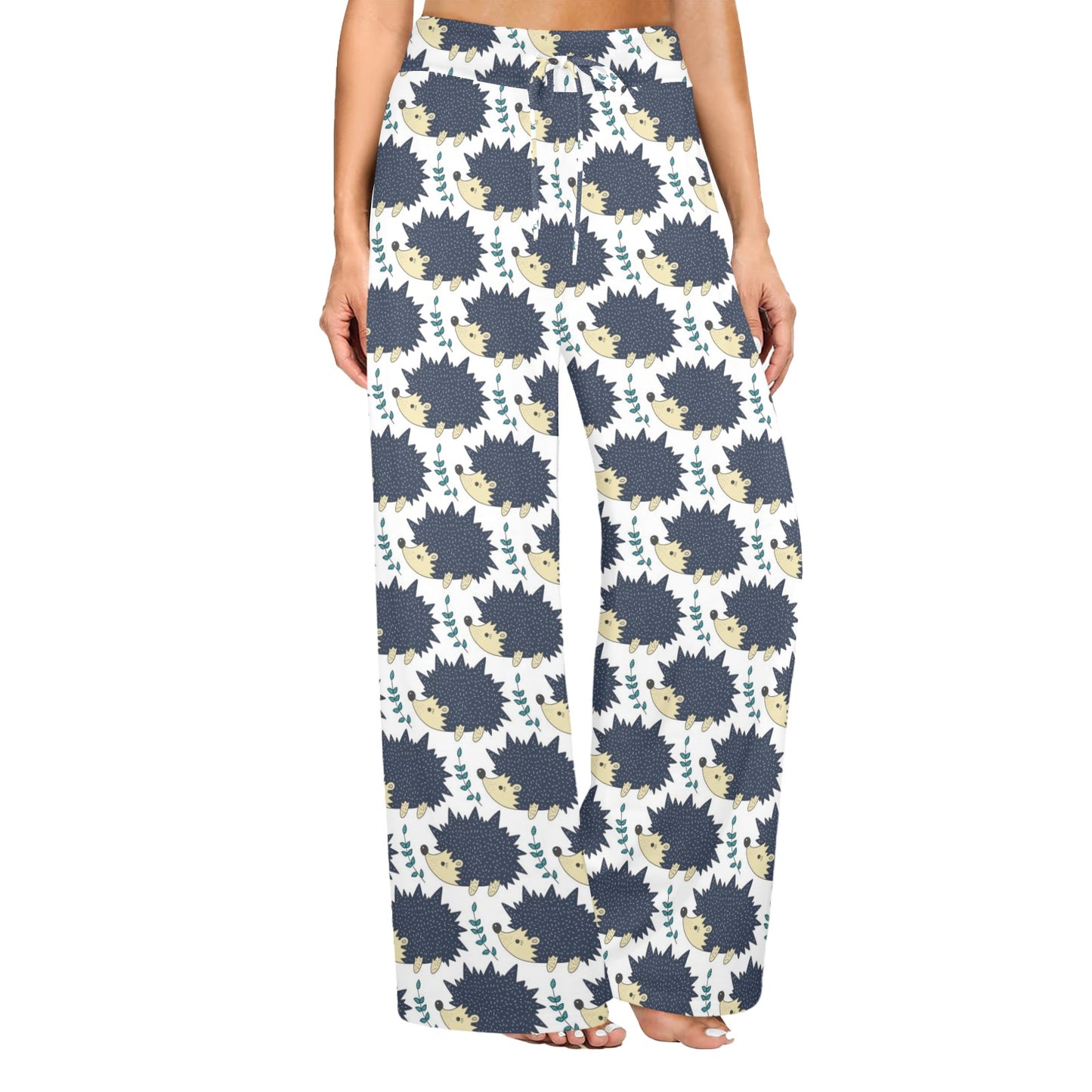Hedgehog Print Design LKS401 Women's Wide Leg Lounge Pants