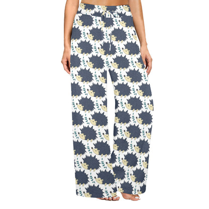 Hedgehog Print Design LKS401 Women's Wide Leg Lounge Pants