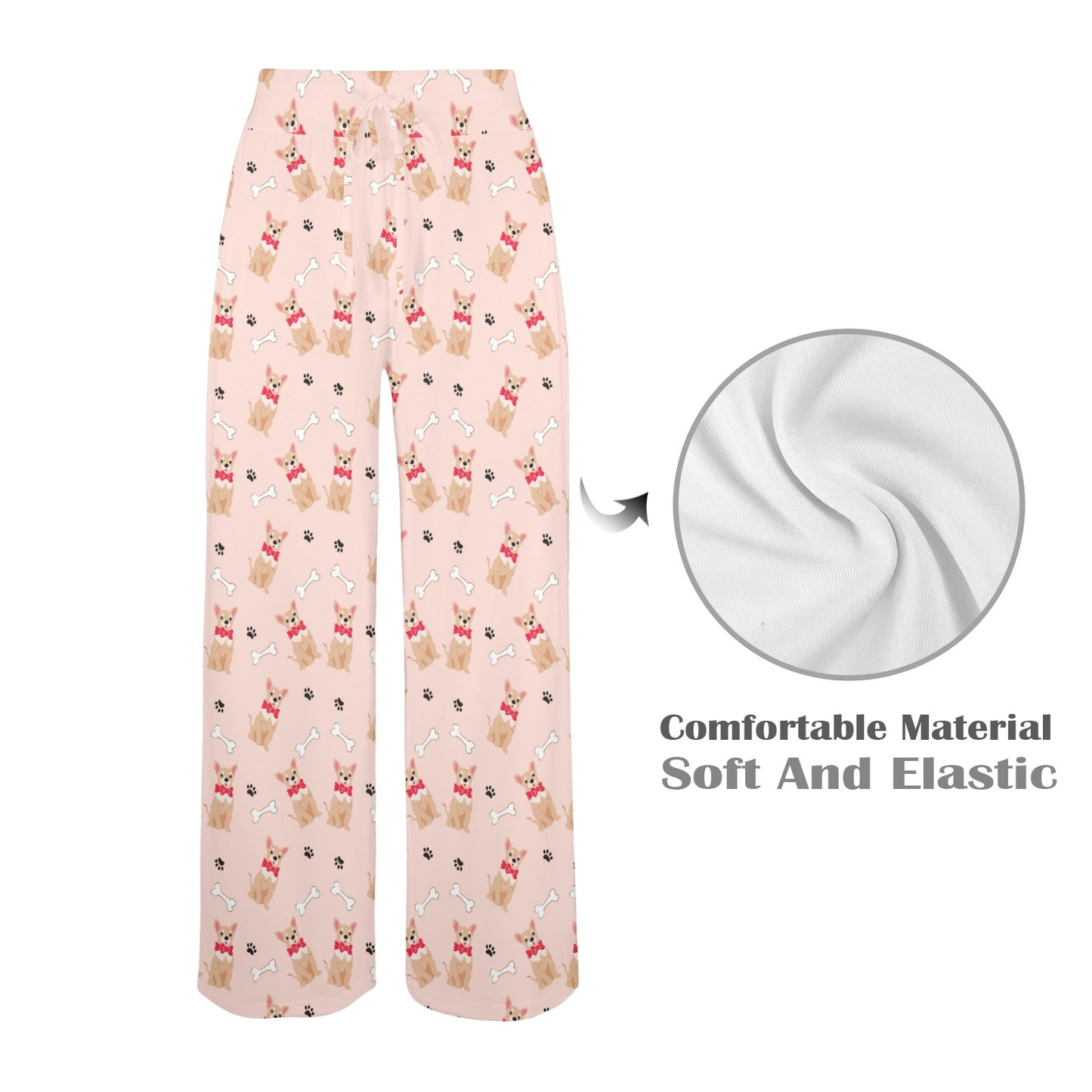 Chihuahua Pattern Print Design 04 Women's Wide Leg Lounge Pants