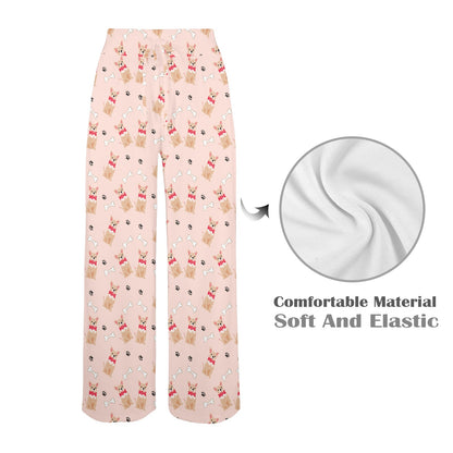 Chihuahua Pattern Print Design 04 Women's Wide Leg Lounge Pants