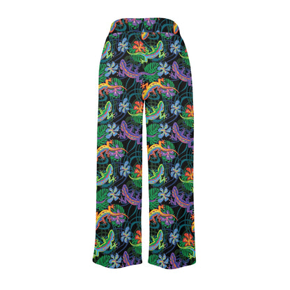 Gecko Colorful Pattern Print Design 01 Women's Wide Leg Lounge Pants