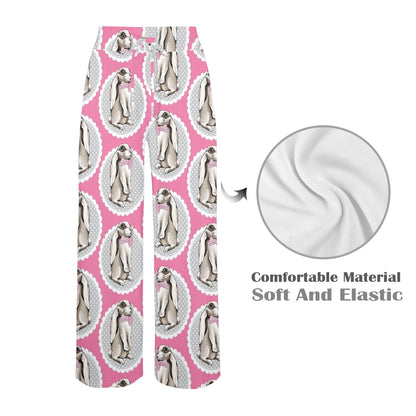 Rabbit Pattern Print Design RB019 Women's Wide Leg Lounge Pants