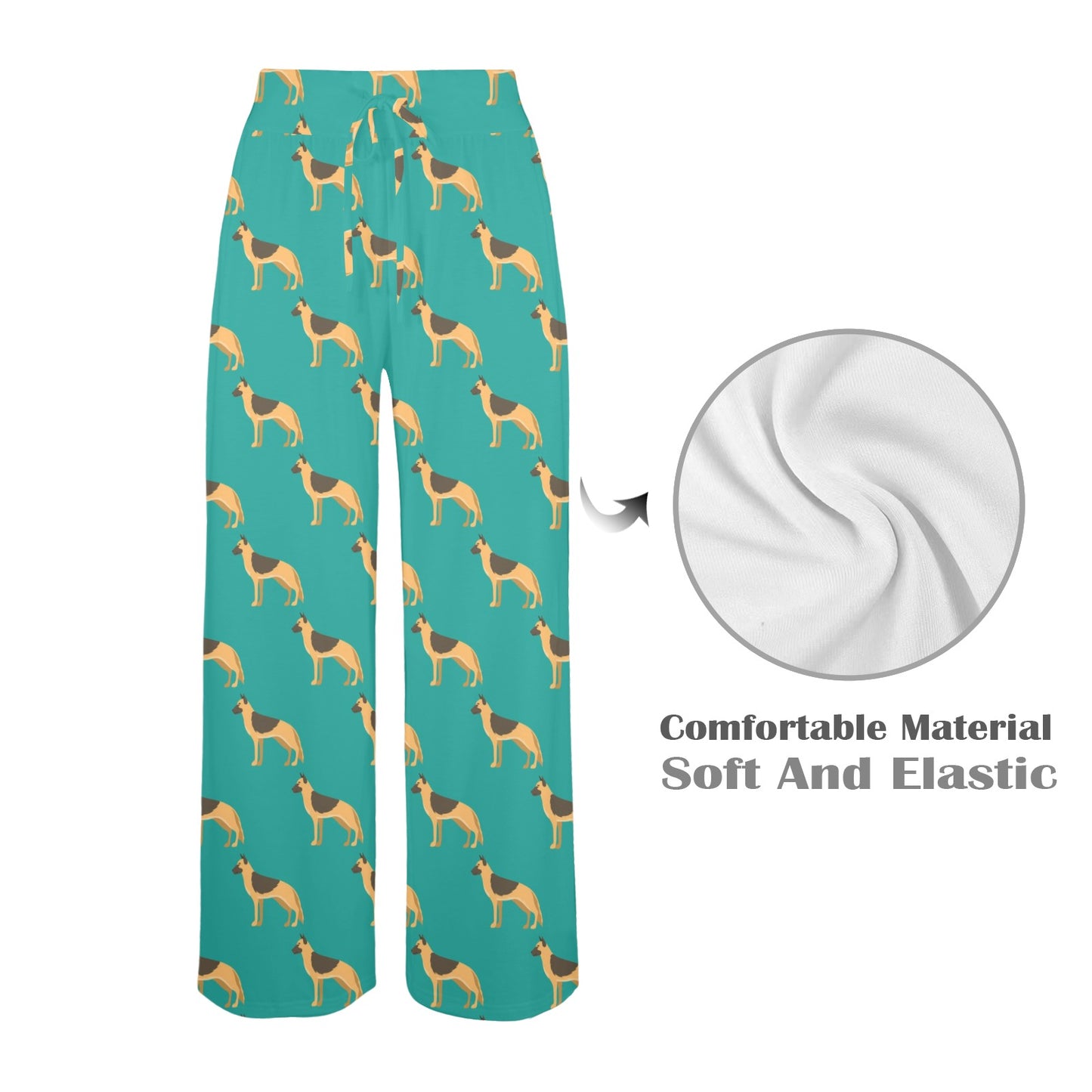 German Shepherd Design Print Pattern JJ0258 Women's Wide Leg Lounge Pants
