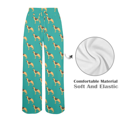 German Shepherd Design Print Pattern JJ0258 Women's Wide Leg Lounge Pants
